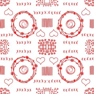 Repeating Pattern Of Red And White Doodles Illustrazione stock