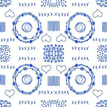 Repeating Pattern Of Red And White Doodles Illustrazione stock