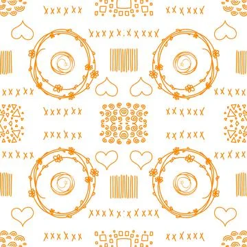 Repeating Pattern Of Red And White Doodles 스톡 일러스트