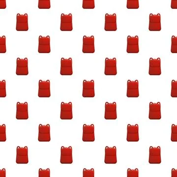 Repeating pattern of red backpacks on a white background Illustrazione stock