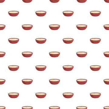 Repeating pattern of red bowls with soup food Stock Illustration