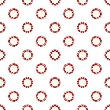 Repeating pattern with red scalloped circles on white Illustrazione stock