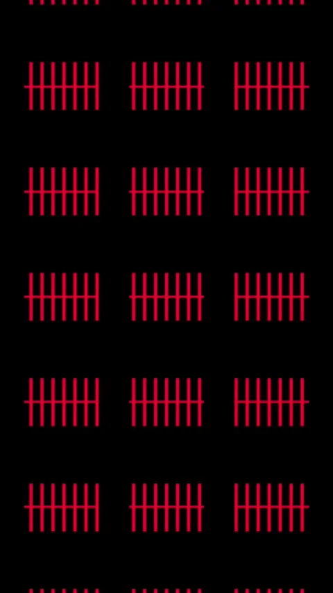 Repeating pattern of red vertical lines and H shapes on black. Repeating pa.. Stock Footage 345718633