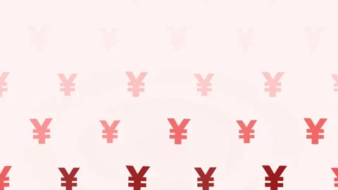 A repeating pattern of red yen currency symbols arranged in horizontal rows.. Stock Footage 346794270