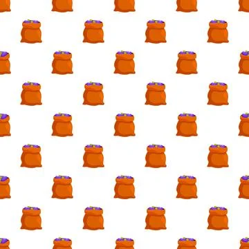 Repeating pattern with sacks full of purple plums Stock Illustration