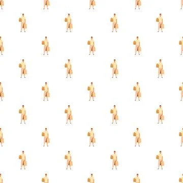 Repeating pattern showing men shopping with bags Stock Illustration