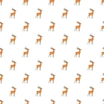 Repeating pattern showing standing deer with antlers Stock Illustration