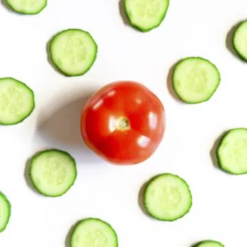 Repeating pattern of sliced semicircles of fresh raw vegetable cucumbers for  Stock Photos