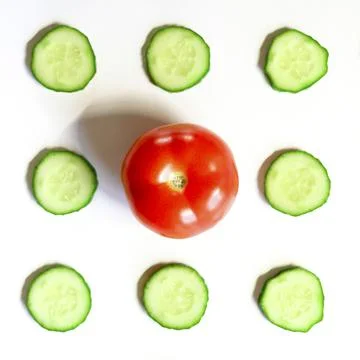 Repeating pattern of sliced semicircles of fresh raw vegetable cucumbers for  Stock Photos