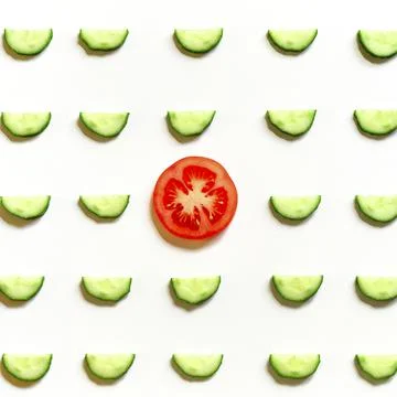 Repeating pattern of sliced semicircles of fresh raw vegetable cucumbers for  Stock Photos