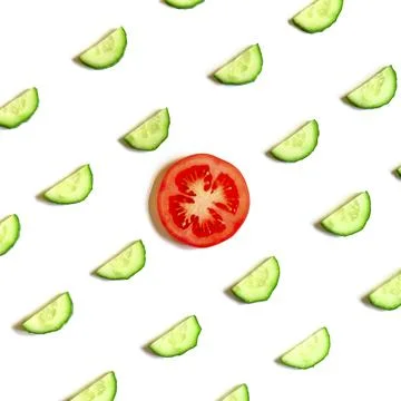 Repeating pattern of sliced semicircles of fresh raw vegetable cucumbers for  Stock Photos