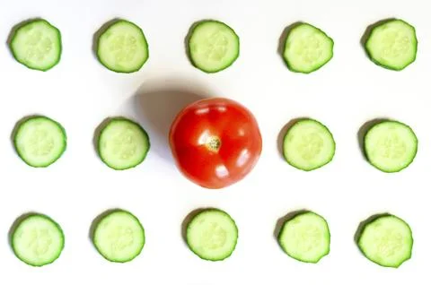 Repeating pattern of sliced semicircles of fresh raw vegetable cucumbers fo.. Stock Photos