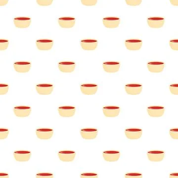 Repeating pattern of small bowls containing red sauce Stock Illustration