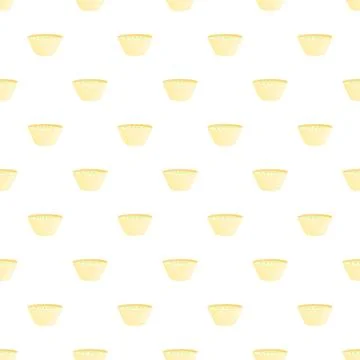 Repeating pattern of small bowls with yellow food Stock Illustration