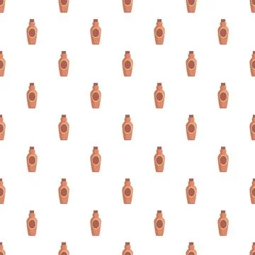 Repeating pattern of small cartoon soy sauce bottles Stock Illustration