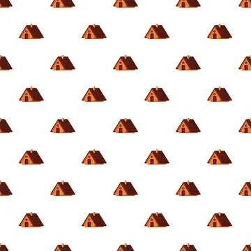 Repeating pattern of small cartoon wooden houses Stockillustratie