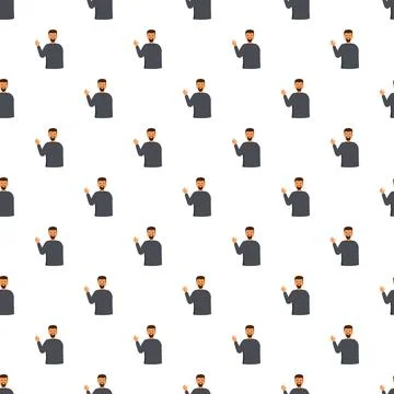 Repeating pattern of a smiling cartoon man waving hand 库存插图