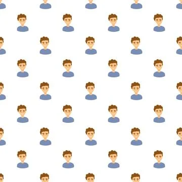 Repeating pattern of smiling male character avatars Stock Illustration