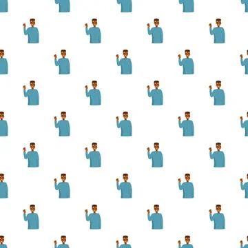 Repeating pattern of a smiling man waving hello Stock Illustration