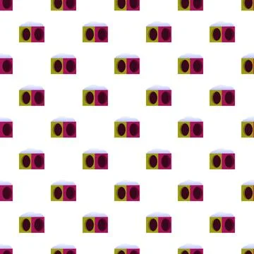 Repeating pattern of snow covered gift boxes on a clean white background Stock Illustration