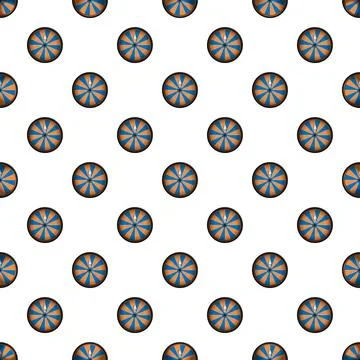 Repeating pattern of spinning prize wheels on white background Stock Illustration
