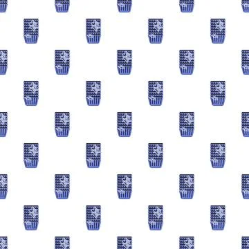 Repeating pattern of stacked blue halloween baskets 스톡 일러스트