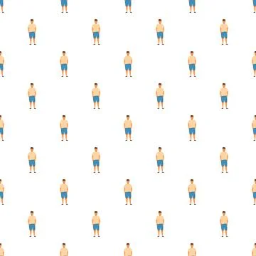Repeating pattern of standing cartoon men in shorts 스톡 일러스트