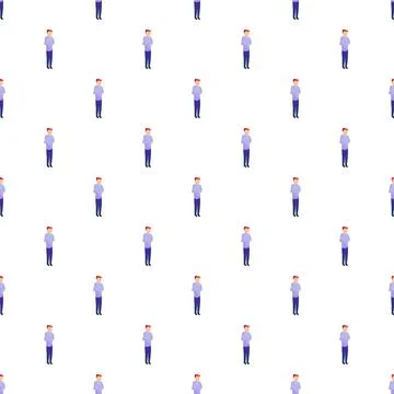 Repeating pattern of standing man crossing arms 스톡 일러스트