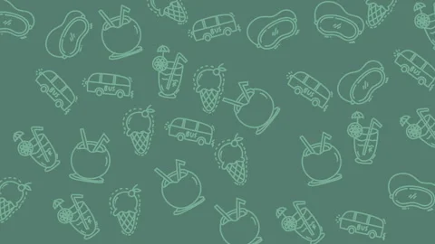 Repeating pattern of summer themed items in green. Stock Footage 321313357