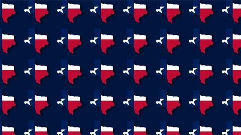 Repeating Pattern of Texas Map with Lone Star Flag Design on Dark Blue Back.. Stock Illustration