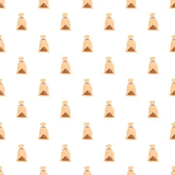 Repeating pattern of tied burlap sacks filled with potatoes Stock Illustration