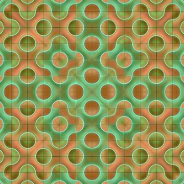Repeating pattern of tiles with wavy lines and circles. 3d rendering イラスト素材