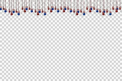A repeating pattern of tiny red and blue balls hangs on slender metallic Stock Photos