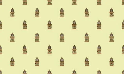 Repeating pattern of traditional lanterns on light yellow background Stock Illustration