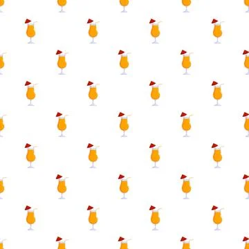 Repeating pattern of tropical cocktails with umbrellas Stock Illustration