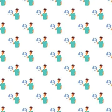 Repeating pattern with users holding profile icons Illustrazione stock