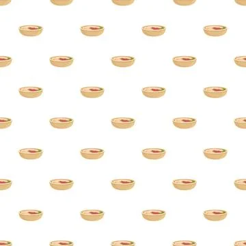 Repeating pattern with vector bowls of food or meal イラスト素材