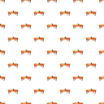 Repeating pattern of vintage wooden desks with writing equipment Stock Illustration
