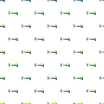 Repeating pattern of a vuvuzela horn with a soccer ball Stock Illustration