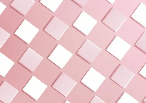A repeating pattern of white and pink squares decorates a pink background Illustrazione stock
