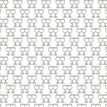 Repeating Pattern of Wine Glasses Stock Illustration