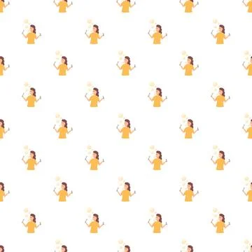 Repeating pattern of woman blowing soap bubbles Stock Illustration