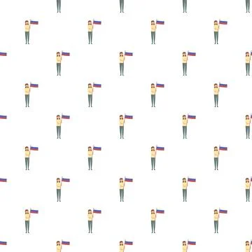 Repeating pattern of woman holding russian flag Stock Illustration