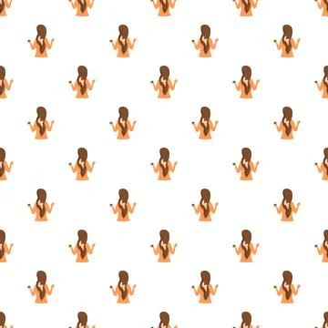 Repeating pattern of woman with long brown hair 스톡 일러스트