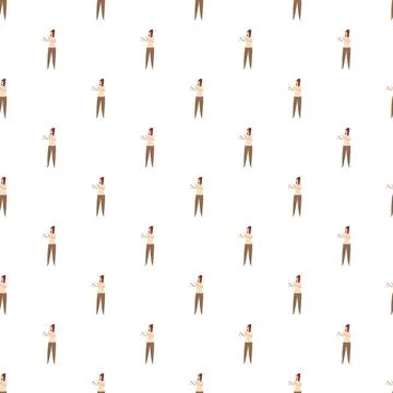 Repeating pattern with woman playing musical triangle instrument Illustrazione stock
