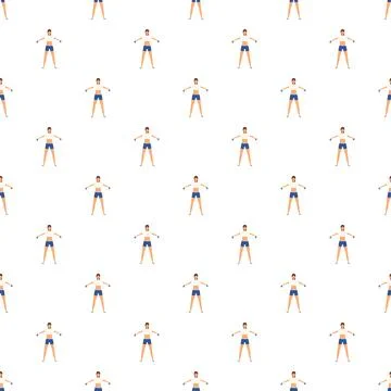 Repeating pattern of woman in workout clothes exercising 库存插图