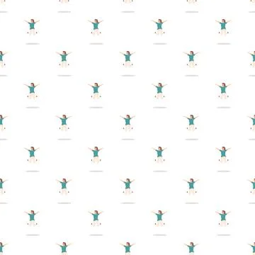 Repeating pattern of women jumping celebrating freedom and joy Stock Illustration