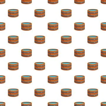 Repeating pattern with wooden barrels filled with water Stock Illustration