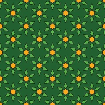 Repeating Pattern of Yellow Flowers and Green Leaves 스톡 일러스트