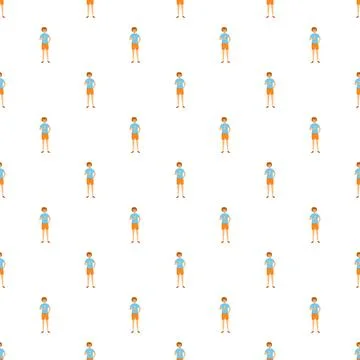 Repeating pattern of young boy holding ice cream Stock Illustration